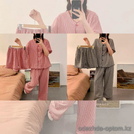 b15-25137 Комплект женской пижамы: рубашка и штаны, M-2XL, 1 пачка (4 шт)