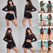 z4-K05 Пляжный женский комплект: топ и шорты, S-XL, 1 пачка (4 шт)