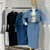 w11-0636 Костюм женский двойка джинсовый: куртка укороченная и юбка прямая, 1 шт