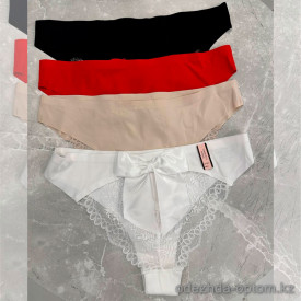 b13-3065 Трусики женские однотонные стринги, M-XL, 1 пачка (12 шт)