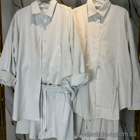 w26-1370 Костюм женский двойка: рубашка и шорты в полоску, стандарт, 1 шт