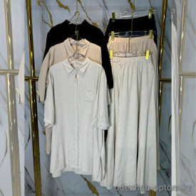 w26-1371 Костюм женский двойка: рубашка удлиненная и юбка, стандарт, 1 шт