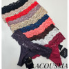 b4-T6268 Acousma Трусики женские однотонные кружевные стринги, S-XL, 1 пачка (6 шт)