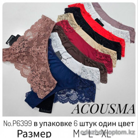 b4-P6399 Acousma Трусики женские кружевные, M-XL, 1 пачка (6 шт)