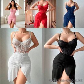 b16-6410 Пеньюар женский полу-прозрачный, M-XL, 1 пачка (3 шт)