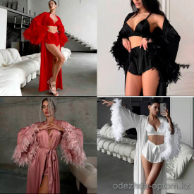 b18-6427 Халат женский в комплекте с бюстом и шортами, S-L, 1 пачка (3 шт)