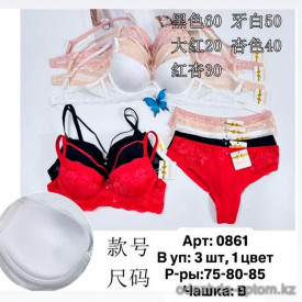 b6-0861 Комплект нижнего белья: бюстгальтер и трусики, чашка B, 1 пачка (3 шт) b6-0861 Комплект нижнего белья: бюстгальтер и трусики, чашка B, 1 пачка (3 шт)
