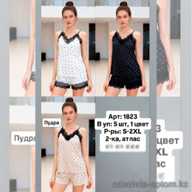 b6-1823-1 Комплект женской атласной пижамы: майка и шорты, S-2XL, 1 пачка (5 шт) b6-1823-1 Комплект женской атласной пижамы: майка и шорты, S-2XL, 1 пачка (5 шт)