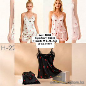 b6-1823-2 Комплект женской атласной пижамы: майка и шорты, S-2XL, 1 пачка (5 шт) b6-1823-2 Комплект женской атласной пижамы: майка и шорты, S-2XL, 1 пачка (5 шт)