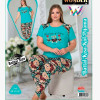 e1-BK6036 Комплект домашней женской одежды: футболка с принтом и штаны с орнаментом, хлопок, стандарт, 1 шт