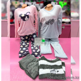b6-2018-7 Пижама женская двойка: кофта и штаны, M-2XL, 1 пачка (4 шт)