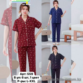 b6-559-2 Комплект женской пижамы: рубашка и штаны, L-2XL, 1 пачка (6 шт)