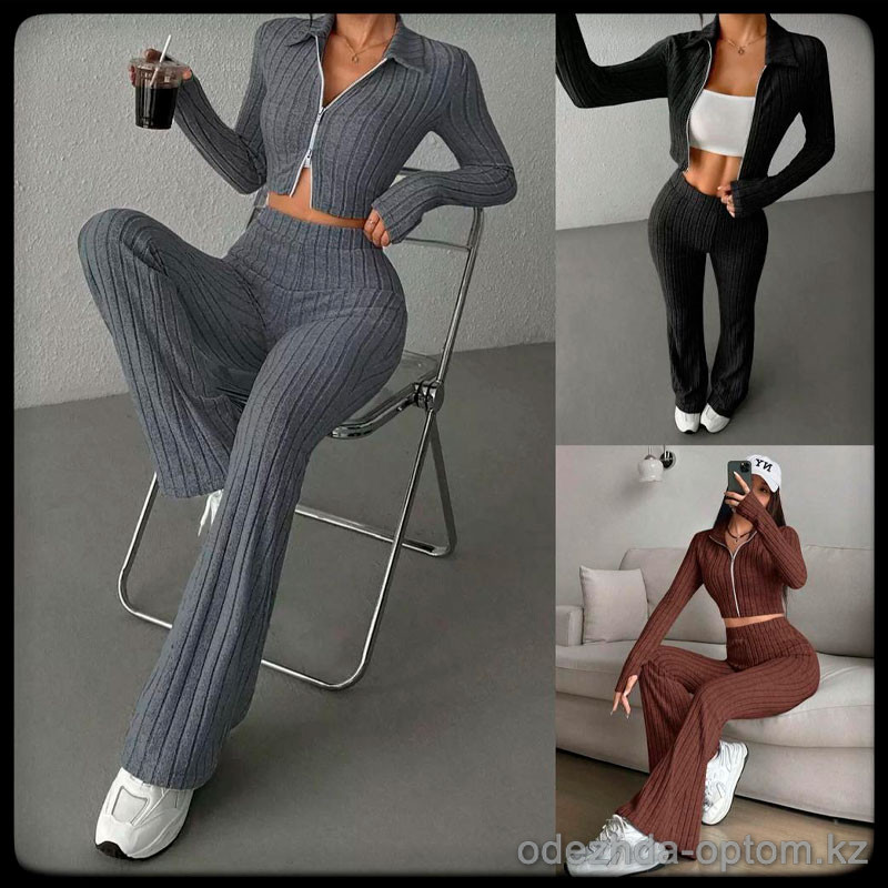 b5-57154 Комплект женской одежды: кофта на молнии и штаны, S-XL, 1 пачка (4 шт) b5-57154 Комплект женской одежды: кофта на молнии и штаны, S-XL, 1 пачка (4 шт)