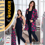 e1-2020-1 Miss WONDER life Комплект тройка женский домашней одежды: майка, штаны и халат, стандарт, 1 шт