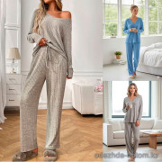 b15-2410 Комплект женской махровой одежды для сна: кофта и кюлоты, M-XL, 1 пачка (3 шт)