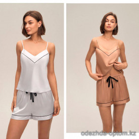 b16-25931 Комплект женской шелковой пижамы: майка и шорты, M-XL, 1 пачка (3 шт) b16-25931 Комплект женской шелковой пижамы: майка и шорты, M-XL, 1 пачка (3 шт)