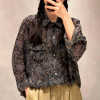 w35-9681-5 Рубашка женская с принтом, оверсайз, лен, 1 шт