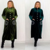 w18-0621 Чапан женский с вышивкой на карманах, большие размеры, бархат, 1 шт