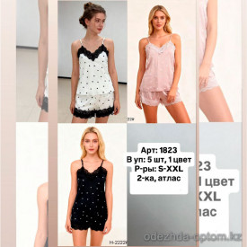 b6-1823-3 Комплект женской атласной пижамы: майка и шорты, S-2XL, 1 пачка (5 шт) b6-1823-3 Комплект женской атласной пижамы: майка и шорты, S-2XL, 1 пачка (5 шт)