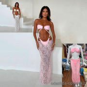 b15-1088 Купальник женский раздельный в комплекте с юбкой, S-L, 1 пачка (3 шт)