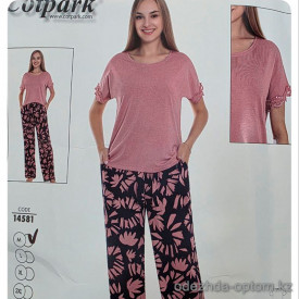 b4-14581 Cotpark Комплект женской домашней одежды: кофта и штаны, M-2XL, 1 пачка (4 шт)