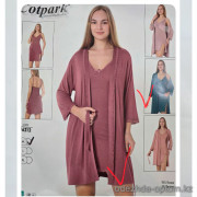 b4-16212 Cotpark Сорочка женская в комплекте с халатом, M-XL, 1 пачка (3 шт)