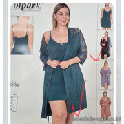 b4-16213-B Cotpark Сорочка в комплекте с халатом для крупных дам, 2XL-4XL, 1 пачка (3 шт)