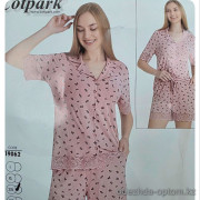 b4-19062 Cotpark Комплект женской пижамы: рубашка и шорты, L-3XL, 1 пачка (4 шт)
