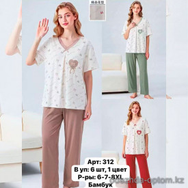 b6-312-6 Комплект женской пижамы: кофта и штаны, большие размеры, 6XL-8XL, 1 пачка (6 шт)