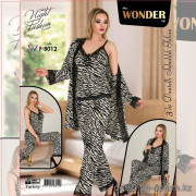e1-f-8012 Miss WONDER Life Комплект женской домашней одежды 3в1: майка, штаны и халат, стандарт, хлопок, 1 пачка (4 шт)