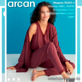 d7-15201-1-4 Arsan Комплект женской домашней одежды: майка, штаны и накидка, S-2XL, 1 пачка (3 шт)