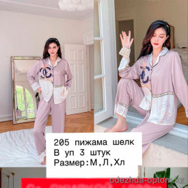 b16-205-1 Комплект женской шелковой пижамы: рубашка и штаны, M-XL, 1 пачка (3 шт) b16-205-1 Комплект женской шелковой пижамы: рубашка и штаны, M-XL, 1 пачка (3 шт)
