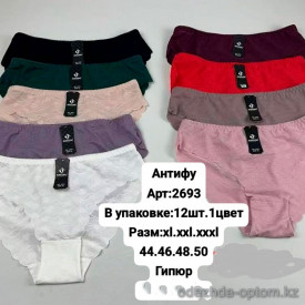 b6-2693 Anttifu Трусики женские однотонные, XL-3XL, 1 пачка (12 шт)