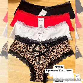 b6-840-2 Трусики женские с кружевной окантовкой, стандарт (42-46), 1 пачка (12 шт)