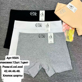 b6-9505-1 Трусики женские шортики с эмблемой, XL-3XL, 1 пачка (12 шт)