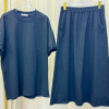 w20-1236 Костюм женский двойка: футболка и юбка со стразами, стандарт (44-50), 1 шт