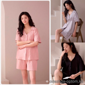 b15-3636 Комплект женской пижамы: рубашка и шорты, M-2XL, 1 пачка (4 шт)