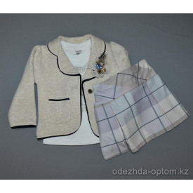d4-2075 Детский комплект: блузка, кофта, юбка, 1-4 года, 1 пачка (3 шт)