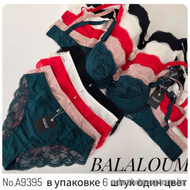 b4-A9395 Комплект нижнего белья: бюстгальтер на тонком поролоне и трусики, 1 пачка (6 шт)