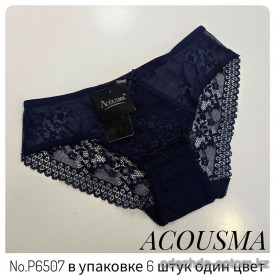 b4-P6507 Acousma Трусики женские кружевные слипы, M-2XL, 1 пачка (6 шт)