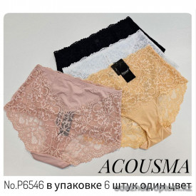 b4-P6546 Acousma Трусики женские кружевные слипы, L-3XL, 1 пачка (6 шт)