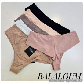 b4-T9443 Balaloum Трусики женские однотонные стринги, S-XL, 1 пачка (6 шт)