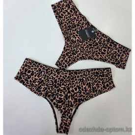 b4-T9453 Balaloum Трусики женские леопардовые стринги, M-XL, 1 пачка (6 шт)