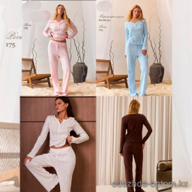 d7-71337 Комплект женской пижамы: кофта и штаны, M-XL, 1 пачка (3 шт)