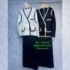 w37-0735 Костюм женский двойка: пиджак с окантовкой и юбка, шелк, стандарт, 1 шт