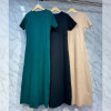 w37-0738 Платье женское однотонное с короткими рукавами, стандарт, 1 шт