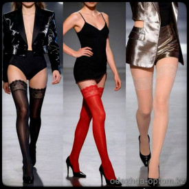 b5-F02 Чулки женские с ажурной резинкой, стандарт, 1 пара