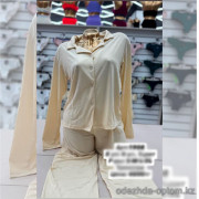 b6-1908-4 Комплект женской трикотажной пижамы: рубашка и штаны, S-XL, 1 пачка (4 шт)