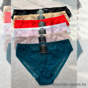 b13-9035 Трусики женские однотонные кружевные, M-XL, 1 пачка (16 шт)