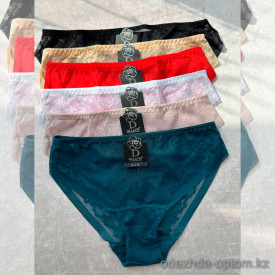 b13-9035 Трусики женские однотонные кружевные, M-XL, 1 пачка (16 шт)